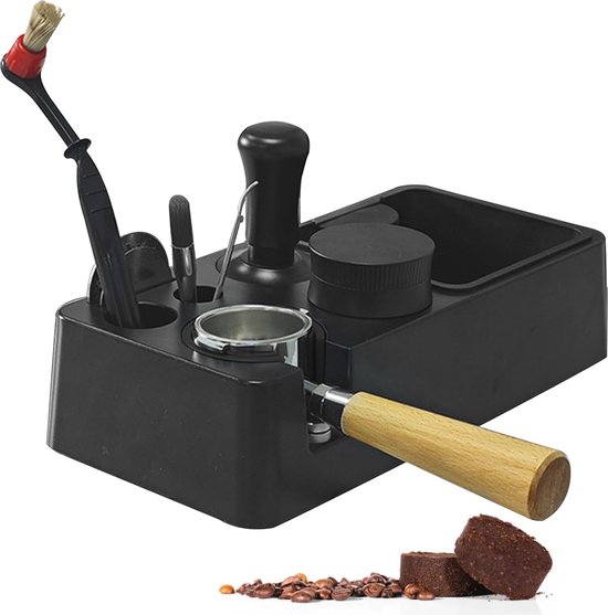 IKAPE V2 Espresso Knock Box, 54 mm Espresso Koffie Organizer Box Geschikt voor Opslag 51 tot 54 MM Espresso Sabotage Distributeur, Portafilter & Puck Screen Accessoires, Natuurlijke Walnoot Station