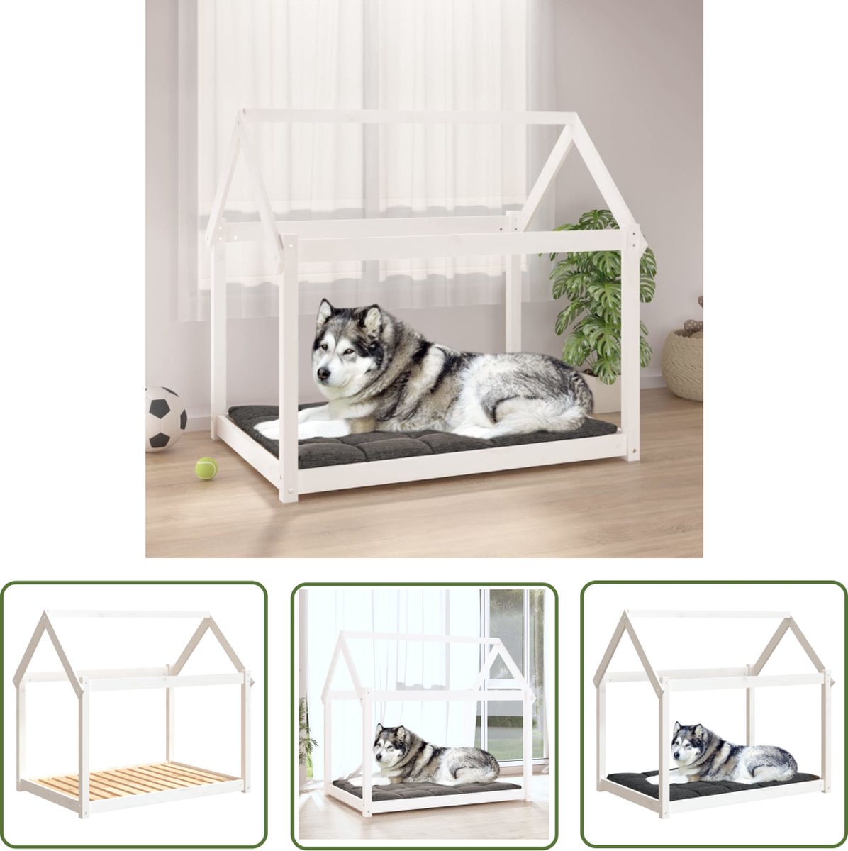 The Living Store Hondenmand 111x80x100 cm massief grenenhout wit – Hondenmand – Hondenbed – Mand Voor Hond – Houten Hondenmand – Granenhout Hondenmand The Living Store Hondenmand 111x80x100 cm massief grenenhout wit – Hondenmand – Hondenbed – Mand Voor Hond – Houten Hondenmand – Granenhout Hondenmand