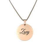 Collier en acier inoxydable avec gravure du nom - Zoey - Or rose - Rond