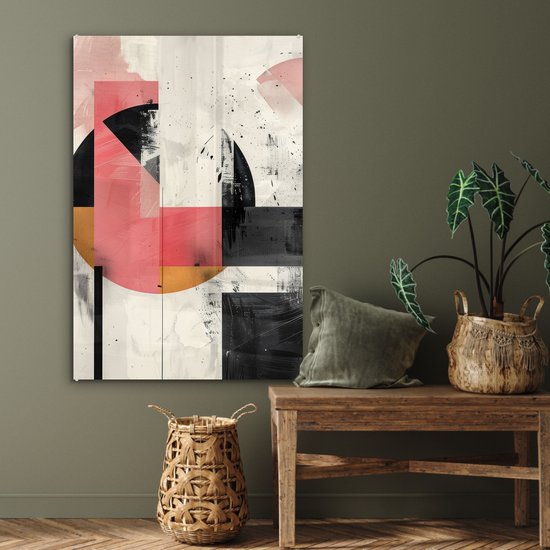 MuchoWow® Tableau sur verre 60x90 cm - Tableau sur verre acrylique - Rose - Abstrait - Esthétique - Moderne - Formes - Photo sur verre - Décoration murale salon - Décoration murale chambre - Peintures