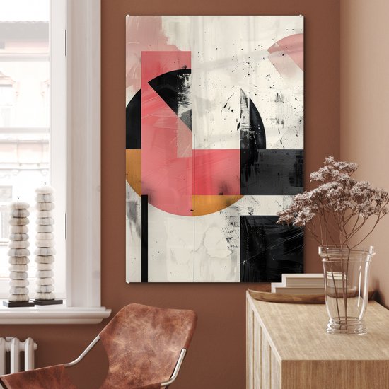 MuchoWow® Tableau sur verre 60x90 cm - Tableau sur verre acrylique - Rose - Abstrait - Esthétique - Moderne - Formes - Photo sur verre - Décoration murale salon - Décoration murale chambre - Peintures