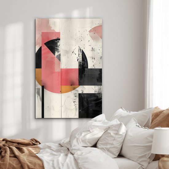 MuchoWow® Tableau sur verre 60x90 cm - Tableau sur verre acrylique - Rose - Abstrait - Esthétique - Moderne - Formes - Photo sur verre - Décoration murale salon - Décoration murale chambre - Peintures