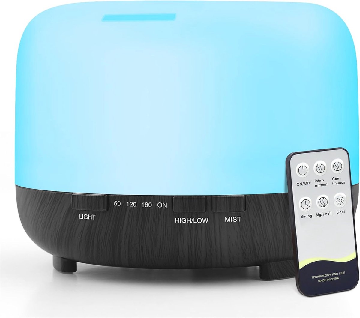 Ultrasone Aroma Diffuser met Afstandsbediening en LED Verlichting - 500 ml - Ideaal voor Thuis en Kantoor
