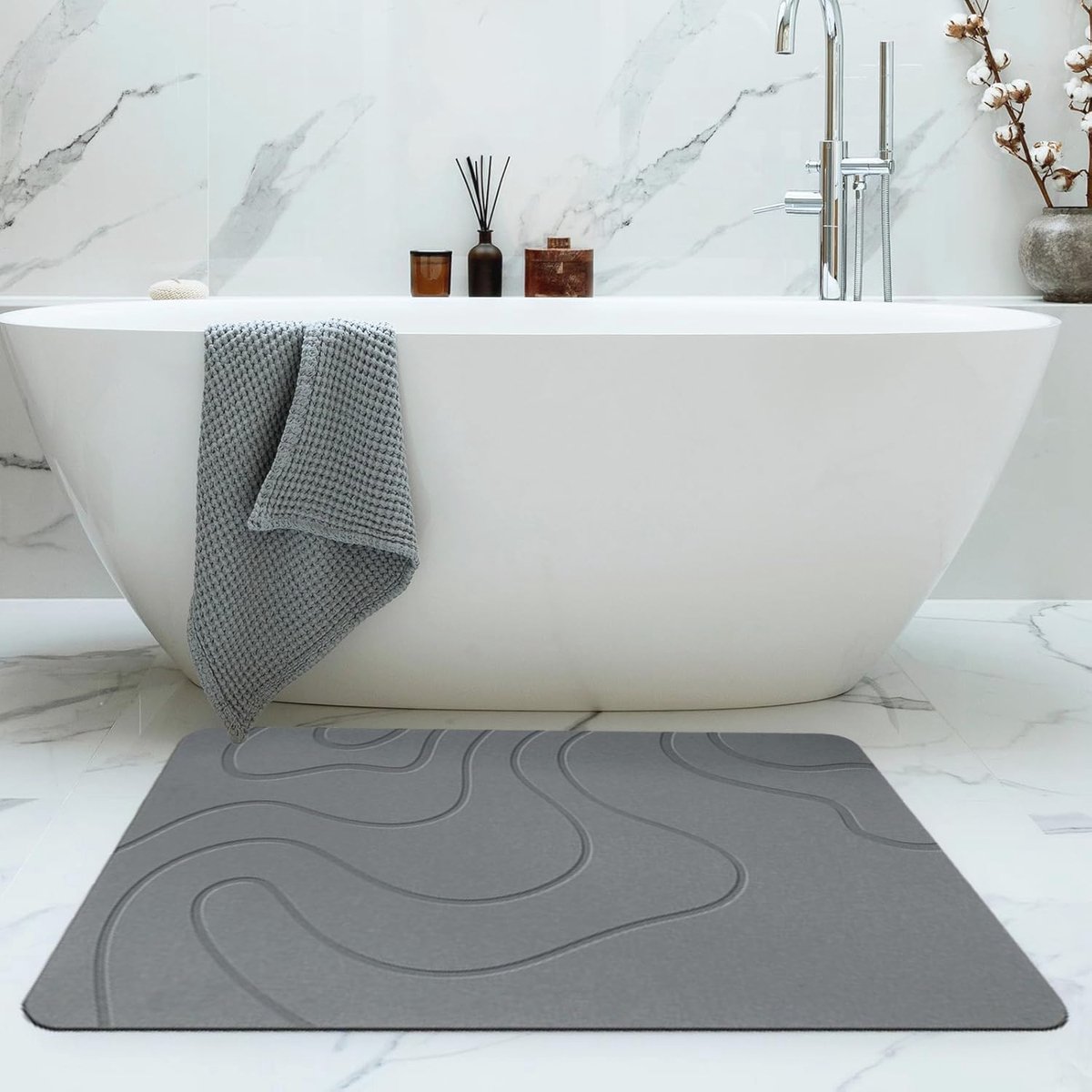 Comfoyar Tapis De Bain Antidérapants, Tapis De Douche Séchage Rapide