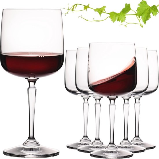 Intirilife 2x Wijnglas met modern design - 600 ml Inhoud - Witte wijn Rode wijn glas, kelk, vaatwasmachinebestendig, kristalglas, schokbestendig
