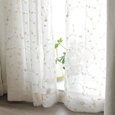 Bol.com Goodivery ® Romantische Boho Bloemengordijnen met Ruches Landelijke Woonstijl Witte Semi-Transparante Gordijnen aanbieding