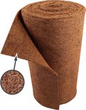 Bruine kokosrol met een detail van de vezels uitvergroot.