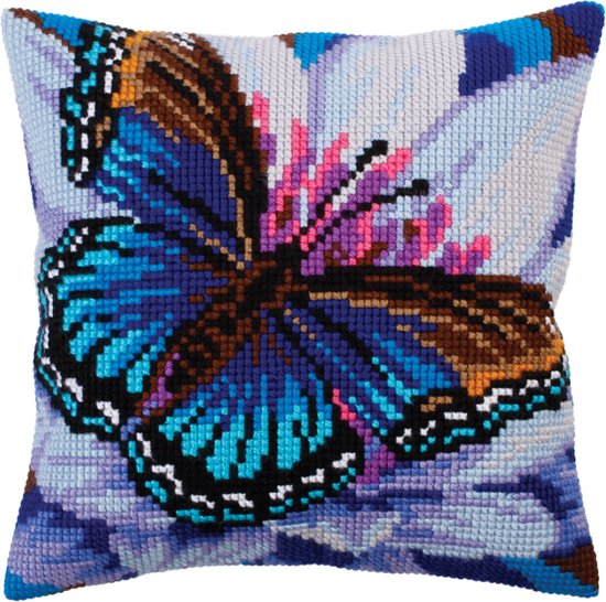 Collection D'Art - Borduurpakket Kussen Vlinder - Voorbedrukt canvas- 50.5313