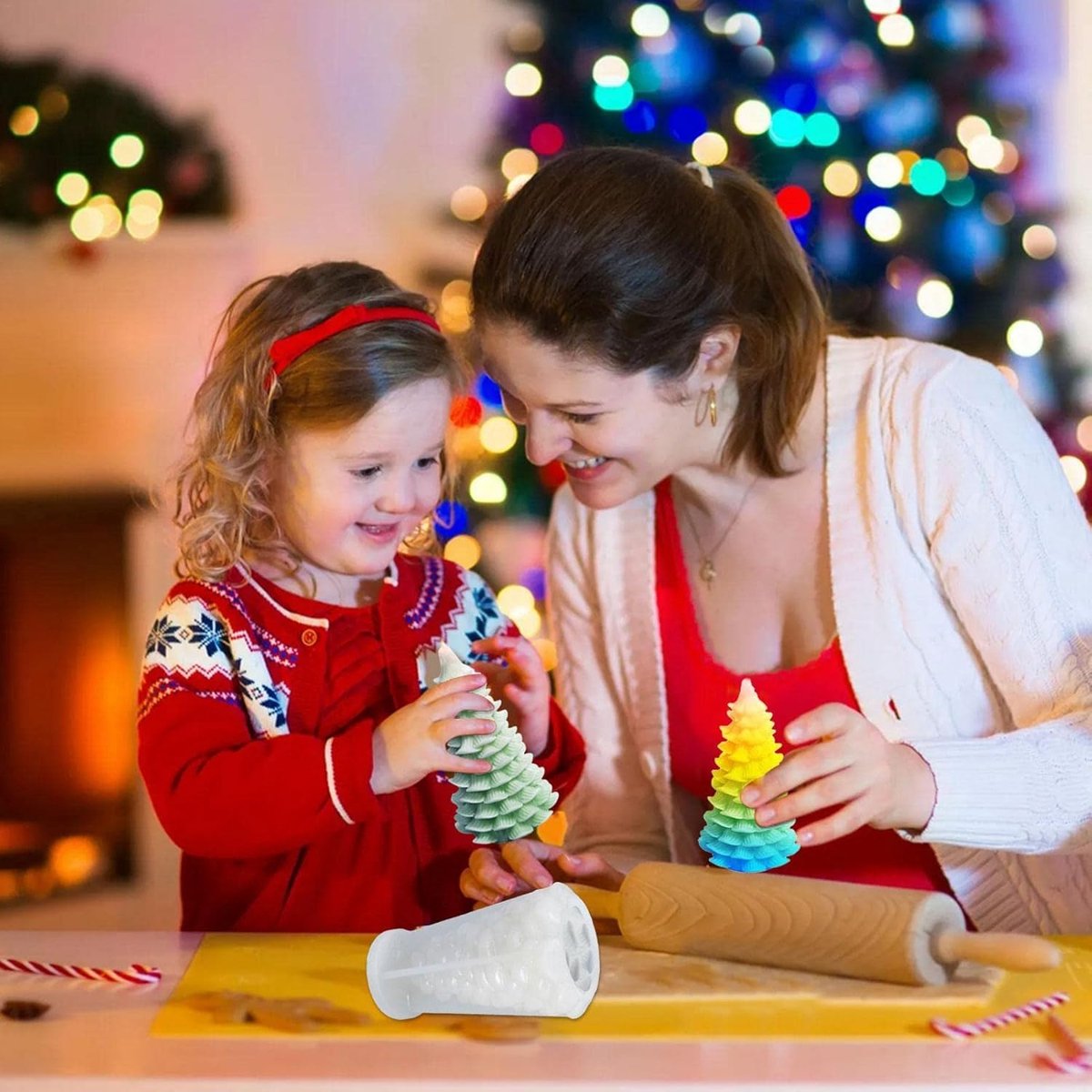 Komicea Siliconen mallen voor kerstkaarsen, doe-het-zelf kaarsvormen, siliconen mal voor kerstdecoratie, aromatherapie-kaarsen, handgemaakt