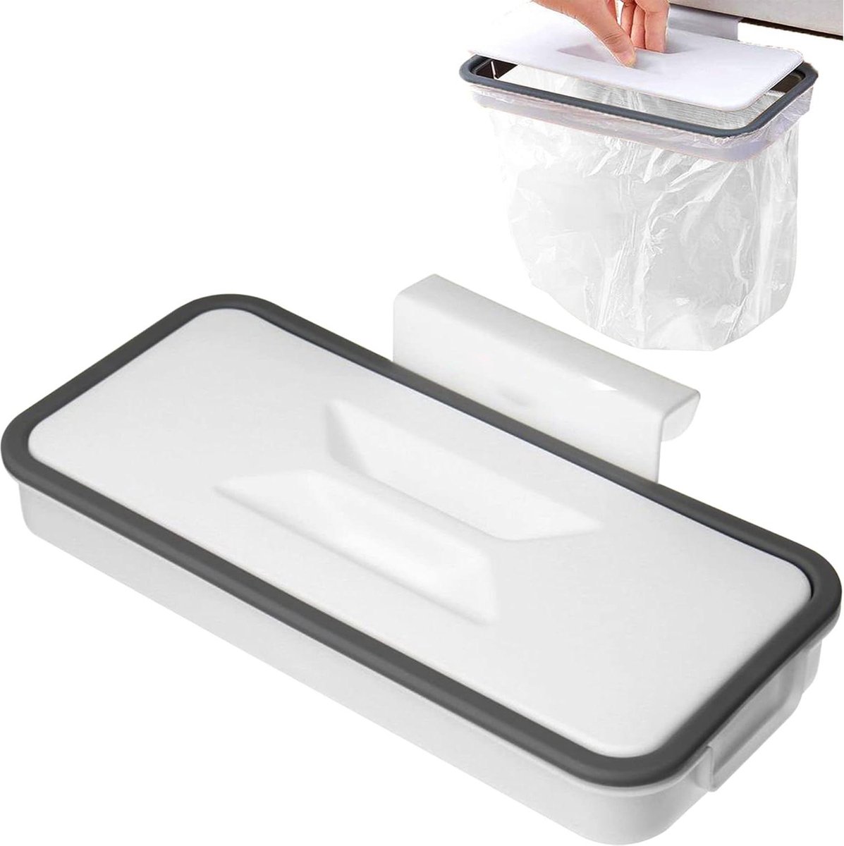 Goedkoopste Height Adjustable Hanging Garbage Bag Stand with Lid - No Drilling Attachment - Narrow Design - Garbage Bin Bag Holder