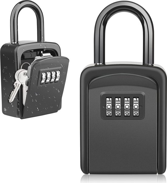 BURG-WÄCHTER 39650 Key Safe with 4-Digit Tooth Code, Indoor and Outdoor Safe, Wall Mounted, Key Safe 30 SB, Black