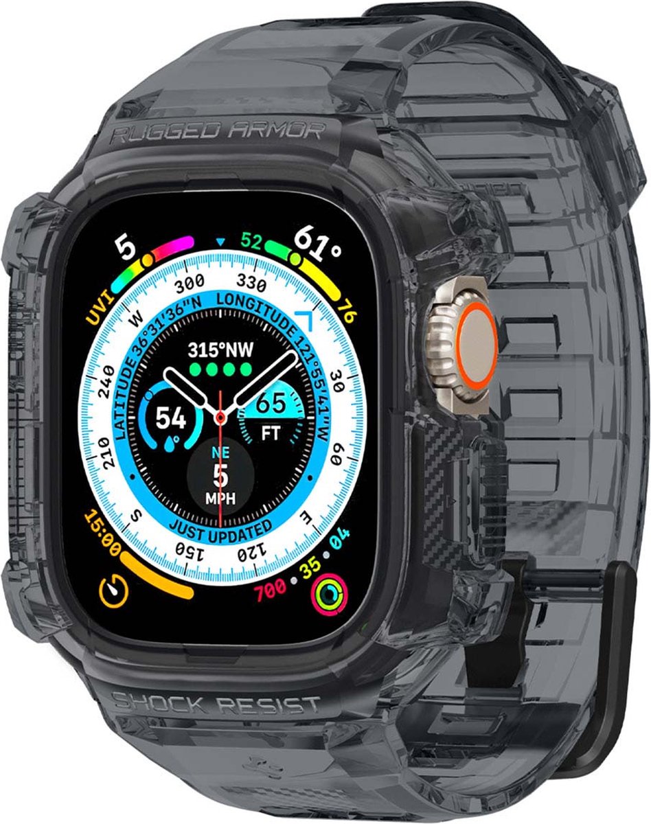SPIGEN Rugged Armor Pro Case geschikt voor Apple Watch Ultra 2 - 49 mm, Apple Watch Ultra - 49 mm Smartwatch cover Grijs