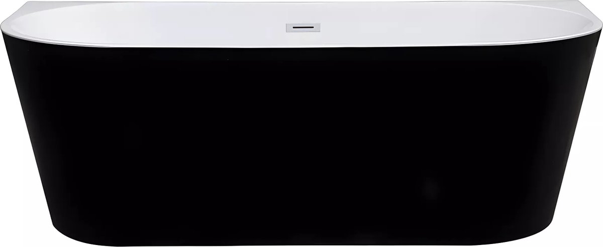 Vente-unique Halfvrijstaand bad DIVINA -245L - 170 x 75 x 58cm - Glanzend zwart - Acryl - DIVINA