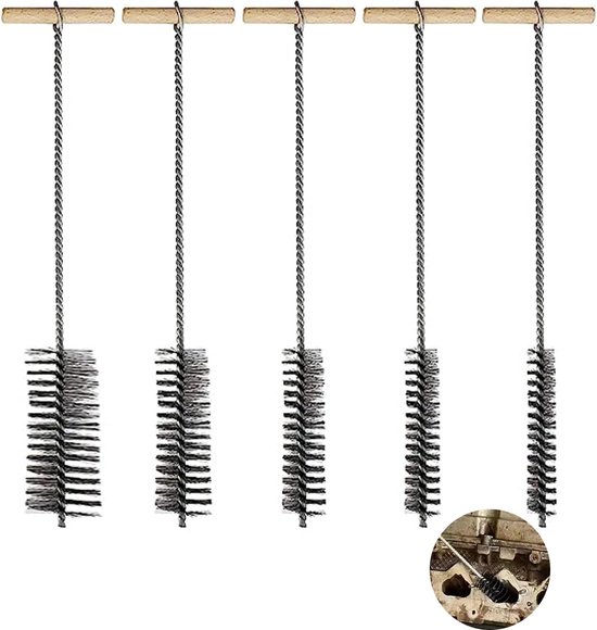 PFLYPF Set Van 5 Rietjesborstels – Roestvrij Staal & Nylon, 19,5 Cm, 5 Kleuren, Voor Flessen & Buizen