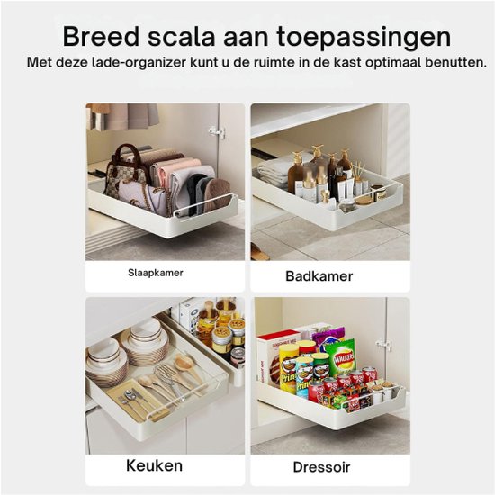 IGTOPS Telescopische lade, uittrekbare lade-opbergplanken voor