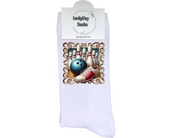 Bowlen - Opkikkertje - Bowlingbal - Bowlingbaan - Grappige sokken - Valentijn cadeau - Verjaardag - Geluk - Grappige sokken - Leuke sokken - Vrolijke sokken - Kleur - Kerst sokken - Vaderdag - Moederdag - Socks maken Happy - 37-44