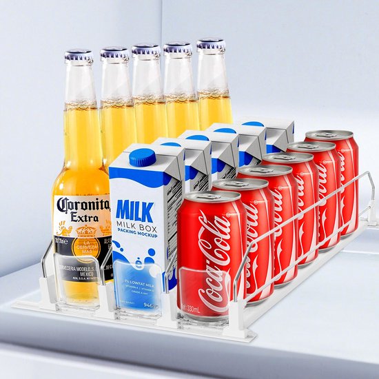 Frisdrankblikjesdispenser Voor De Koelkast, Zelfduwende Drankorganizer Voor De Koelkast In De Breedte Verstelbare Koelkastorganisatie Frisdrankblikjes Waterflesdispenser Voor De Koelkast