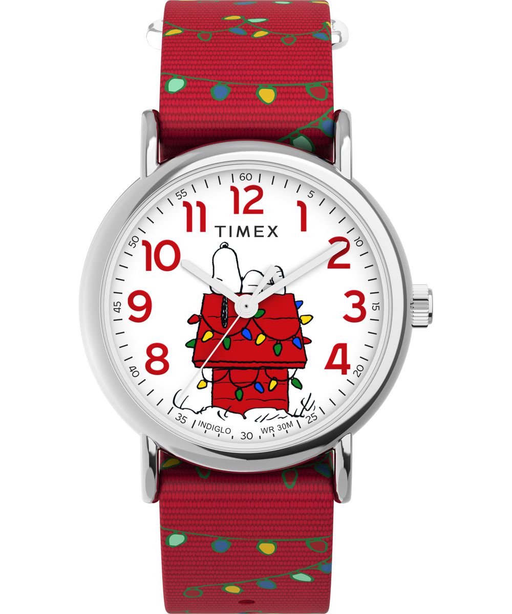 Timex Peanuts Weekender TW2W80800 Horloge - Textiel - Rood - Ø 38 mm