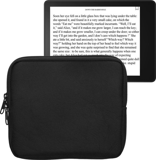 kwmobile universele e-reader hoes geschikt voor 6,8-7" eReader hoesje - Stoffen cover voor eReader 17,5 x 14,7 cm - E reader sleeve met rits - In zwart van kwmobile — afbeelding 3