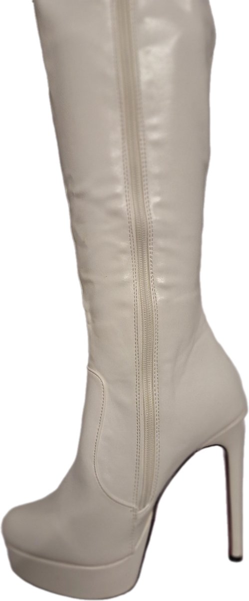 SHANGURETTI- EROTIC LAARS-WHITE-LEDERLOOK-HAK10CM-38