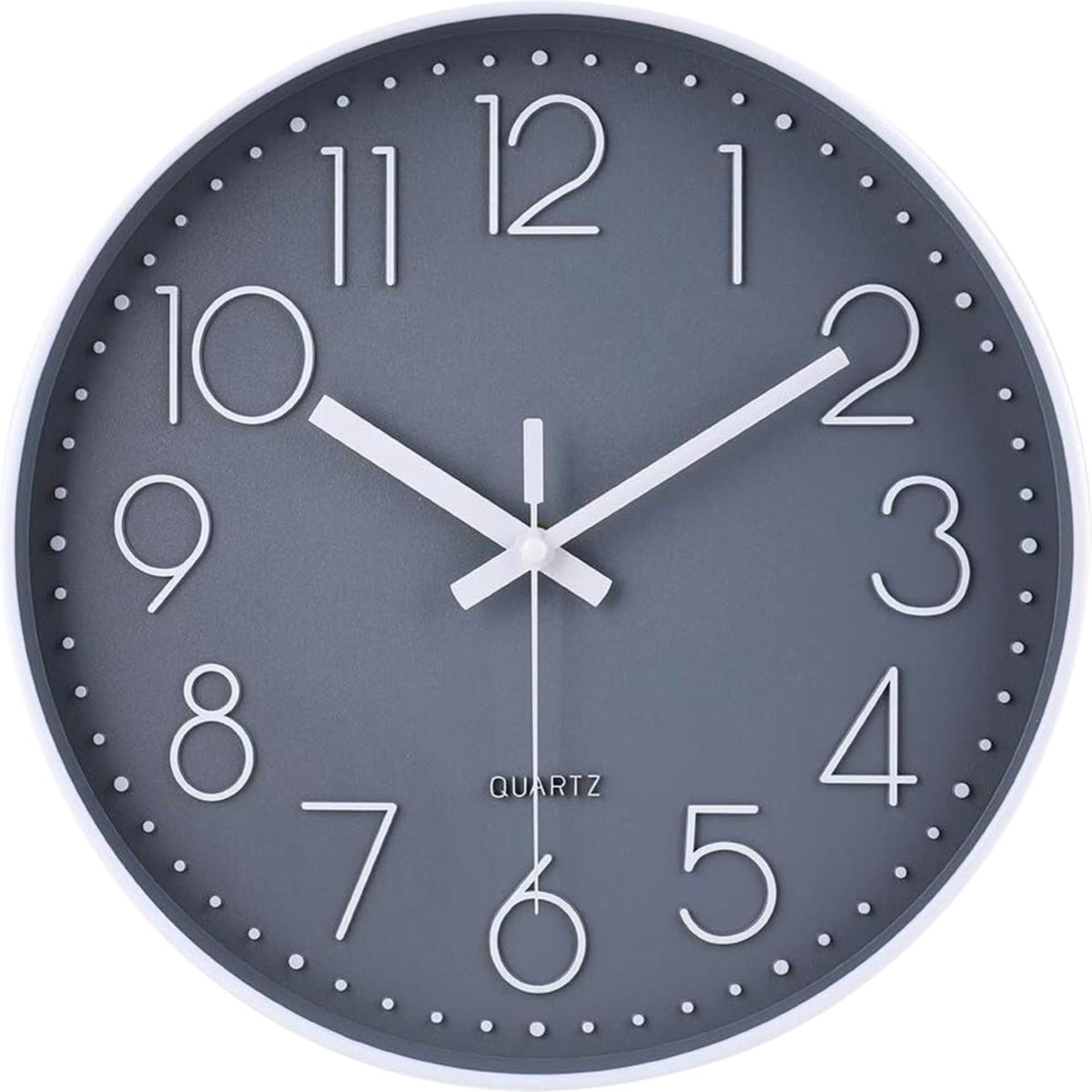 Tyme Wandklok Modern - Goed leesbaar - Stille 40cm Klok - Analoog - Stil Uurwerk - Muurklok - Quartz - Grijs Wit
