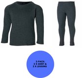 Heatkeeper - Thermo broek/shirt kinderen - Set - Maat 128/134 - Antraciet - 2 x broek/shirt