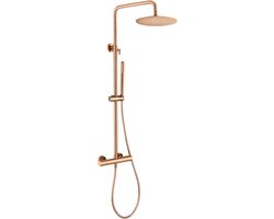 Doucheset Opbouw Compleet - Regendouche Rond 25cm Ø - Sedal Binnenwerk - Thermostaatkraan - Geborsteld Brons Koper- Design - Zeer Hoge Kwaliteit