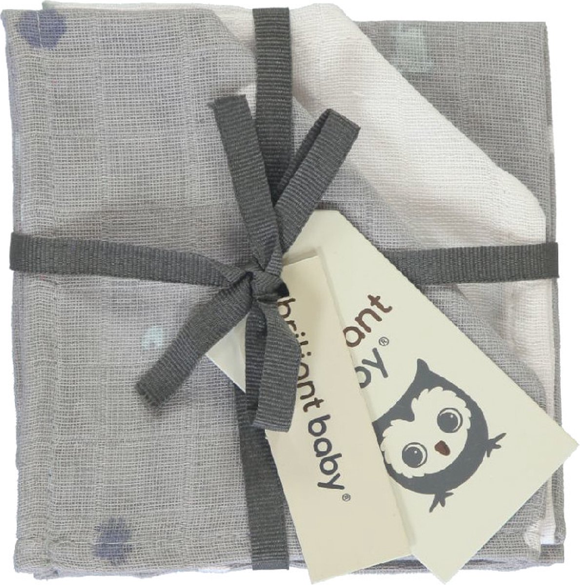 Goedkoopste Briljant Baby Monddoekje Hydrofiel 30 x 30 - Sunny - Grijs - 3 Stuks
