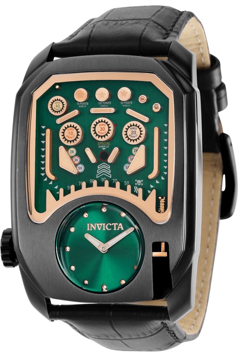 Invicta Cuadro 35452 Heren Horloge - Waterdicht - Analoog - Quartz Uurwerk - Roestvrij Staal met groene Wijzerplaat - 41mm
