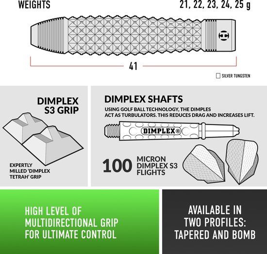 Dimplex S3 Bomb 90% tungsten 23Gr - Harrows van Dimplex — afbeelding 2