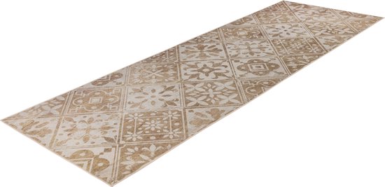 Lalee Luna tapis de cuisine avec dos antidérapant, lavable en machine, 60x180 cm, beige