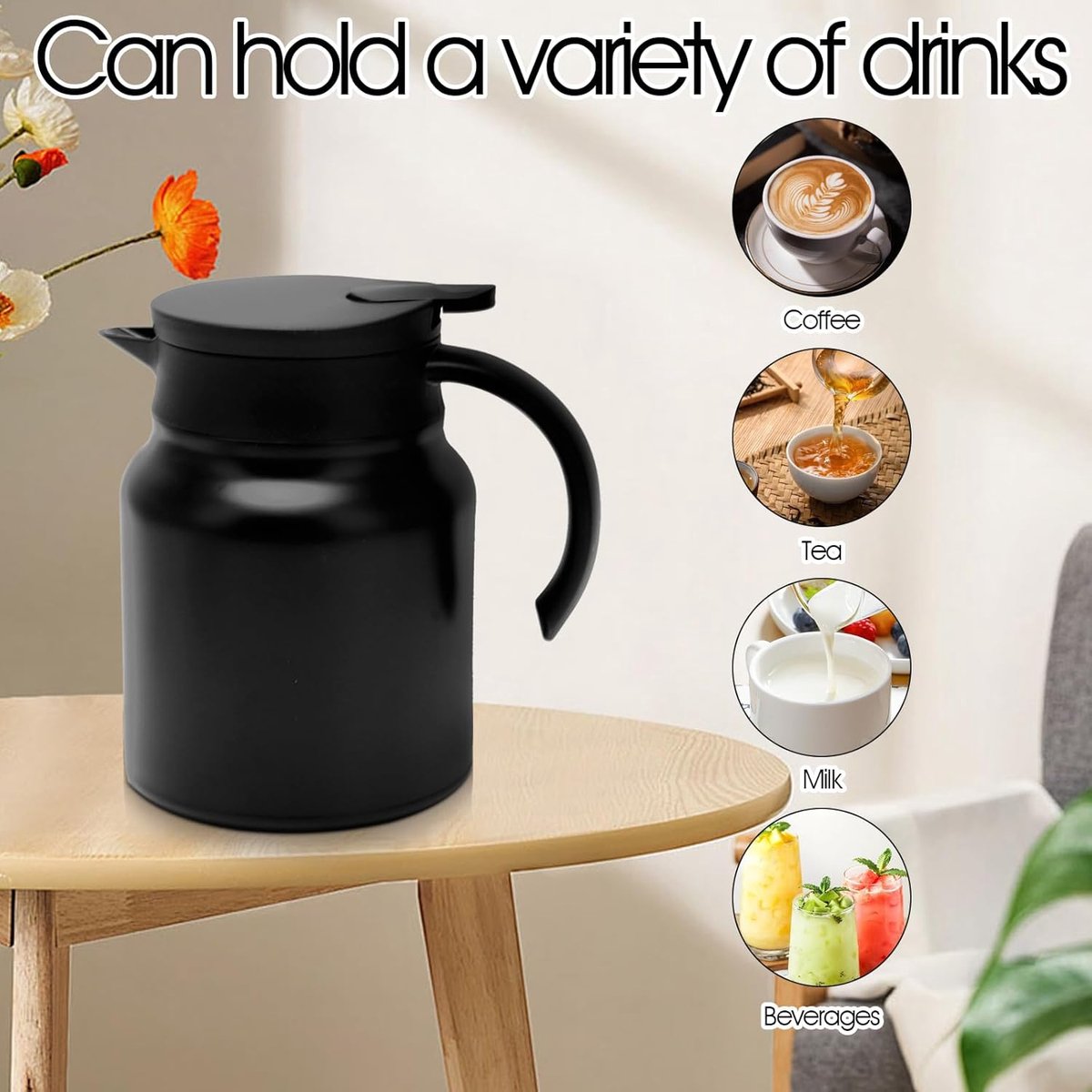 Thermoskan met 3 kopjes – Isoleerfles – Thermosfles – 500 ml – Koffie