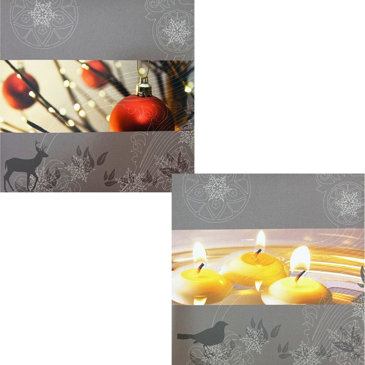 10 Dubbele Kerstkaarten Met Envelop - Tekst: Prettige Kerstdagen & Gelukkig Nieuwjaarv 2 Designs - 12.5 x 12.5 cm