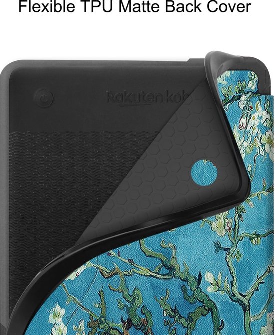e-Reader Hoesje Leather Book Case met Wake/Sleep-functie - Kobo Clara Colour / Clara BW Hoesje - Bloesem — afbeelding 5