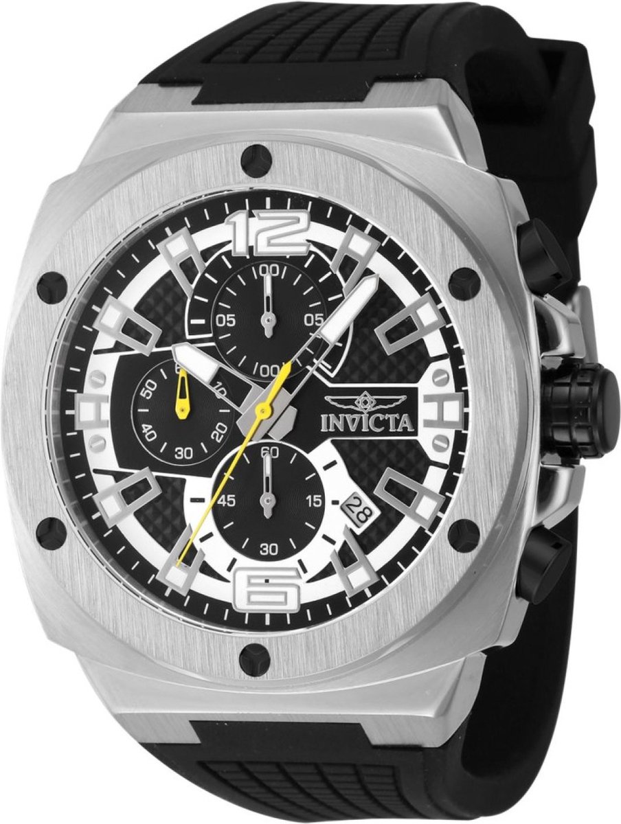 Invicta Racing 48161 Heren Horloge - Waterdicht - Analoog - Quartz Uurwerk - Roestvrij Staal met zwarte Wijzerplaat - 47mm
