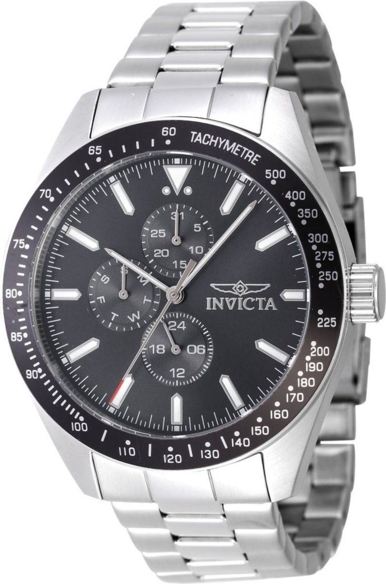 Invicta Aviator 47592 Heren Horloge - Waterdicht - Analoog - Quartz Uurwerk - Roestvrij Staal met grijze Wijzerplaat - 45mm