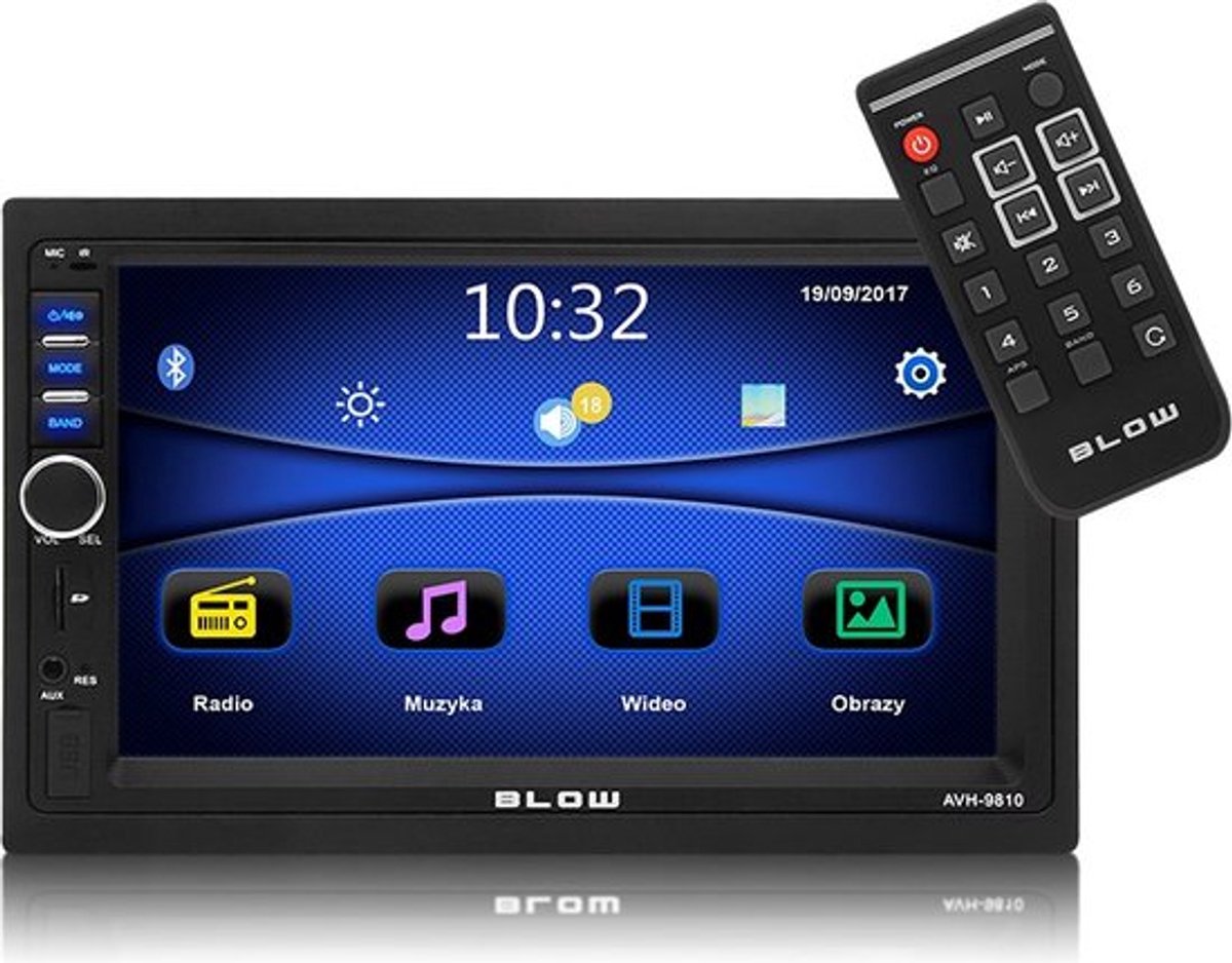 Blow AVH-9810 2DIN Autoradio 7" – Bluetooth 5.0, MicroSD, LED-display, zwart