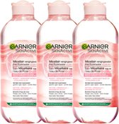 Garnier SkinActive Micellair Reinigingswater Met Rozenwater - 3 x 400 ml - Micellair Water voor een Stralende Huid - Voordeelverpakking