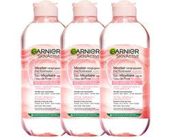 Garnier SkinActive Micellair Reinigingswater Met Rozenwater - 3 x 400 ml - Micellair Water voor een Stralende Huid - Voordeelverpakking