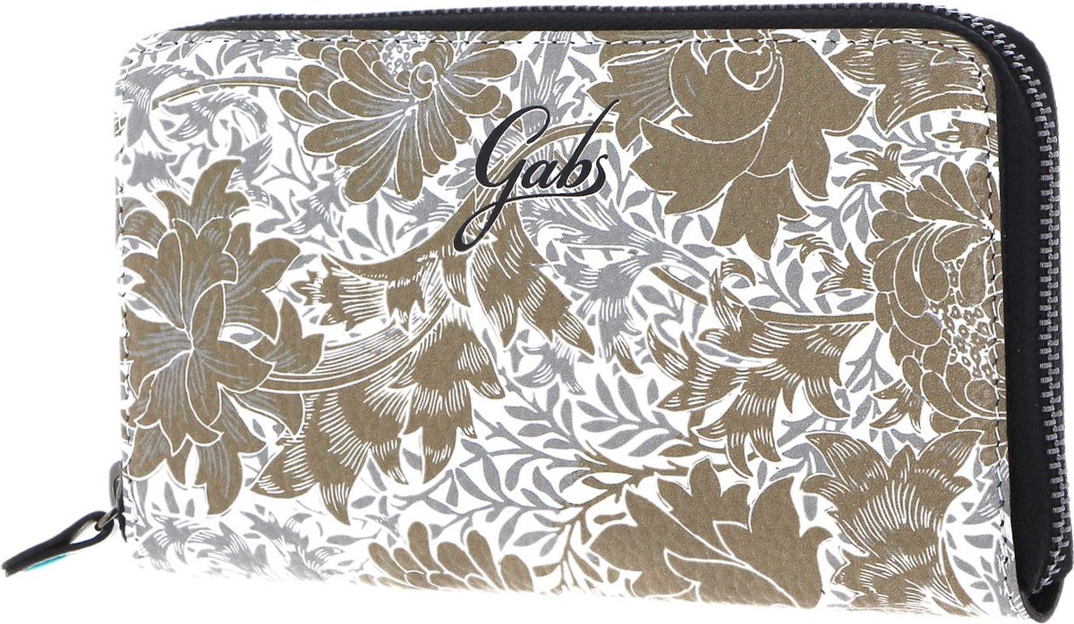 Gabs Leren Portemonnee GMONEY17 Wallpaper Ruga Black Peonia Toni Beige Lichtbruin