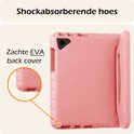 Roze, schokabsorberende achterkant met kleine nopjes en handvat.