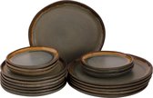 Bol.com Palmer - David Mucky - Serviesset - 6 persoons - 18 delig - Bruin - Stoneware - Bordenset aanbieding