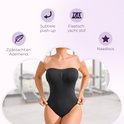 Zwarte strapless body met subtiele push-up, elastisch zacht stof, zijdezacht, ademend en naadloos.
