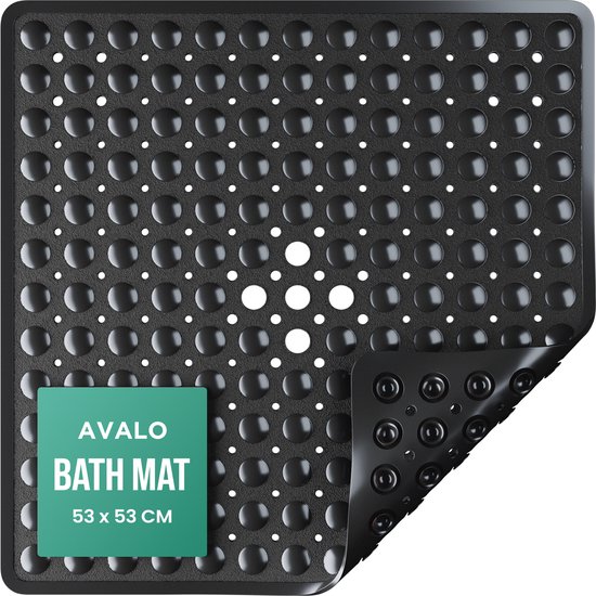 Avalo Badmat / Antislipmat Douche - 53x53CM - Zwart - Met Zuignappen - Douchemat Antislip voor Douche - Badkamermat