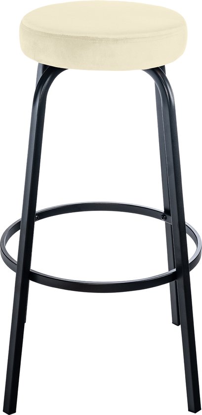 Tabouret de bar CLP Kamari - avec structure en métal - avec repose-pieds - crème