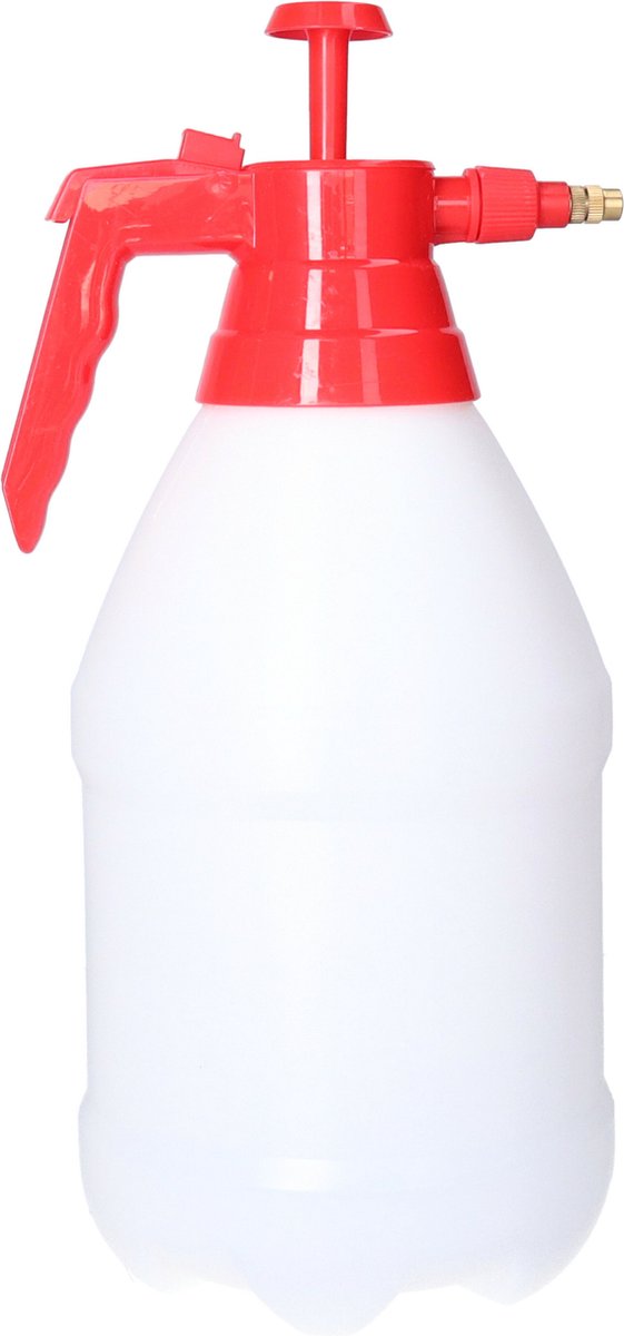 CM Plantenspuit met hoge druk sproeier/vernevelaar - kunststof - 3 liter - rood/wit - 34 cm - binnen/buiten