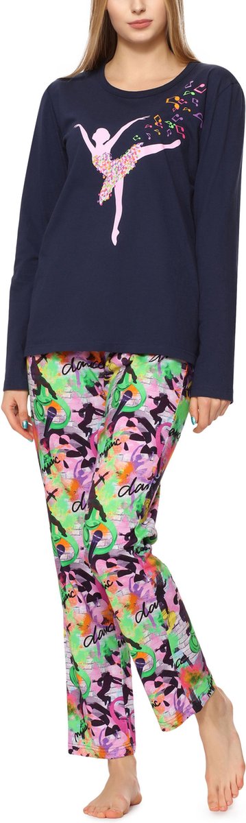 Merry Style Dames Pyjama - Lange mouwen - Lange broek - Katoen - MS-MS10-169-PJ - Marine Dans