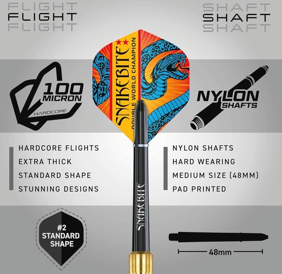 Snakebite vs Iceman Darts Set - Professionele Steel Tip Darts met Flights en Schachten van Red Dragon — afbeelding 3