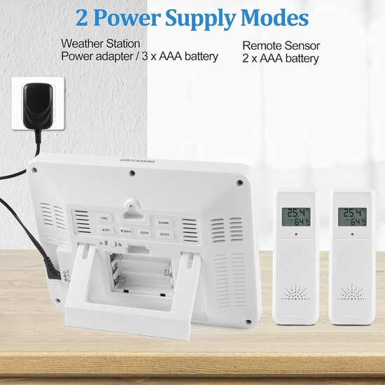 Tuya WIFI Weerstation Tafelklok Buiten Binnentemperatuur Tester Weersverwachting Multifunctionele Thermometer Hygrometer (Color : Type A 1 Sensor