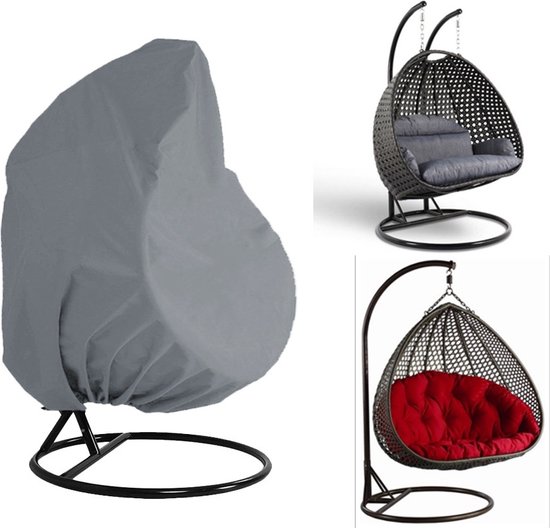 Patio Hangstoel Hoes - Egg Swing Stoelhoes Met Rits, Buiten Waterdicht Winddicht Duurzaam Duurzaam Tuinmeubelbescherming hangstoelhoes (Color : Noir, Size : 115x190cm